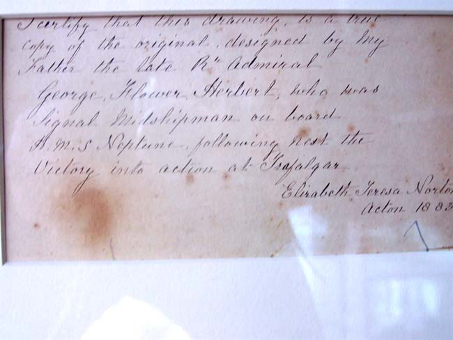 A RARE water color and ink depiction of Nelson's Last Signal at the Battle of Trafalgar drawn by Rear Admiral Herbert in 1866. — image 3